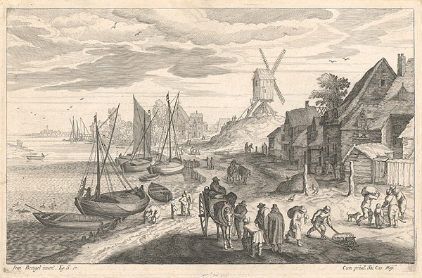 Aegidius Sadeler II., Jan Brueghel II. – Pobrežná scéna s veterným mlynom  