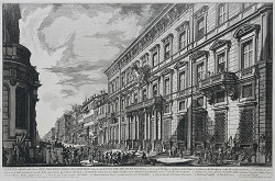 Giovanni Battista Piranesi – Pohľad na Palazzo Mancini na Via del Corso v Ríme 