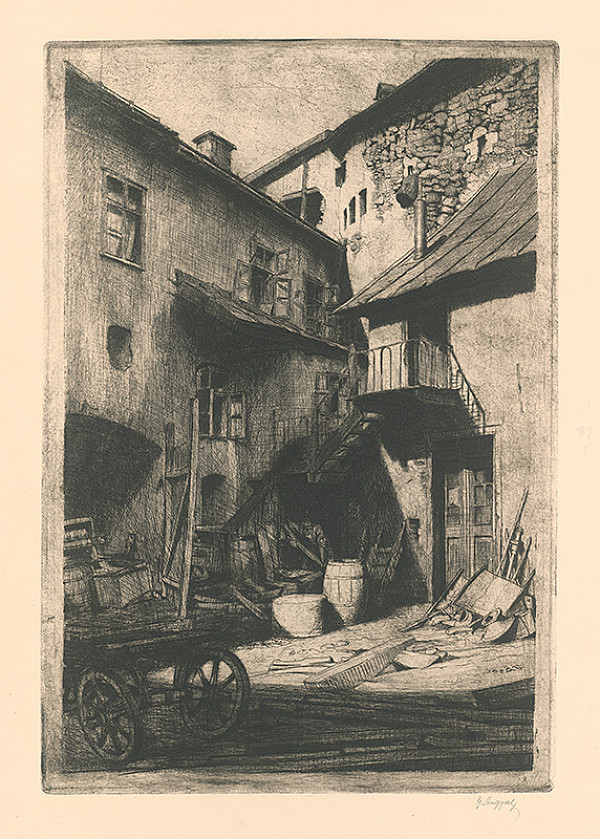 Gejza Angyal – Tmavý dvor.Kremnica 