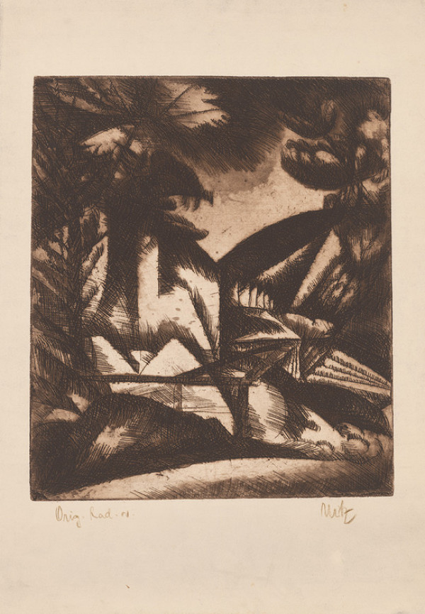 Béla Uitz – Krajina so stromami 