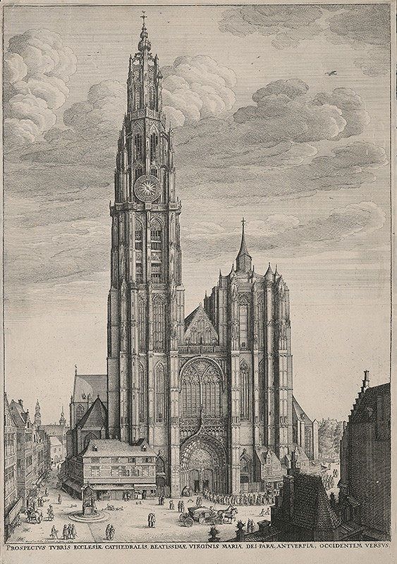 Václav Hollar – Západná fasáda Katedrály v Antverpách 