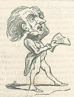 Francúzsky karikaturista z 19. storočia – Muž čítajúci noviny 