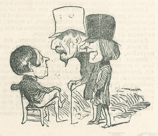 Francúzsky karikaturista z 19. storočia – Traja debatujúci