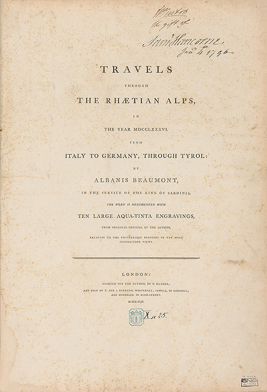 Jean-François Albanis de Beaumont, Hendrik Mayer – TRAVELS THROUGH THE RHAETIAN ALPS, IN THE YEAR MDCCLXXXVI. FROM ITALY TO GERMANY, THROUGH TYROL 
