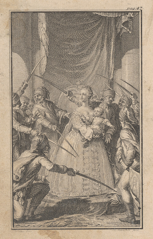 Johann Ernst Mansfeld, Charles Moreau – Mária Terézia s malým Jozefom pred uhorskými stavmi