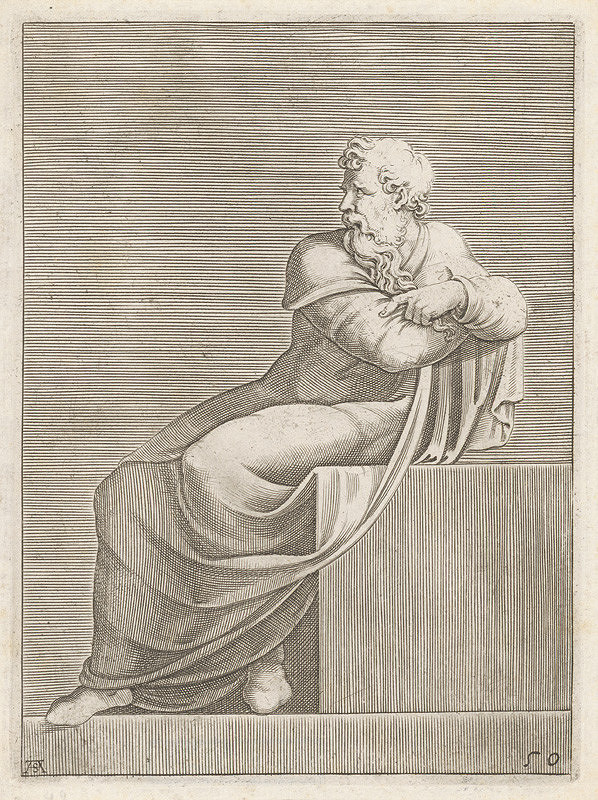 Adamo Scultori – Opretý starec 