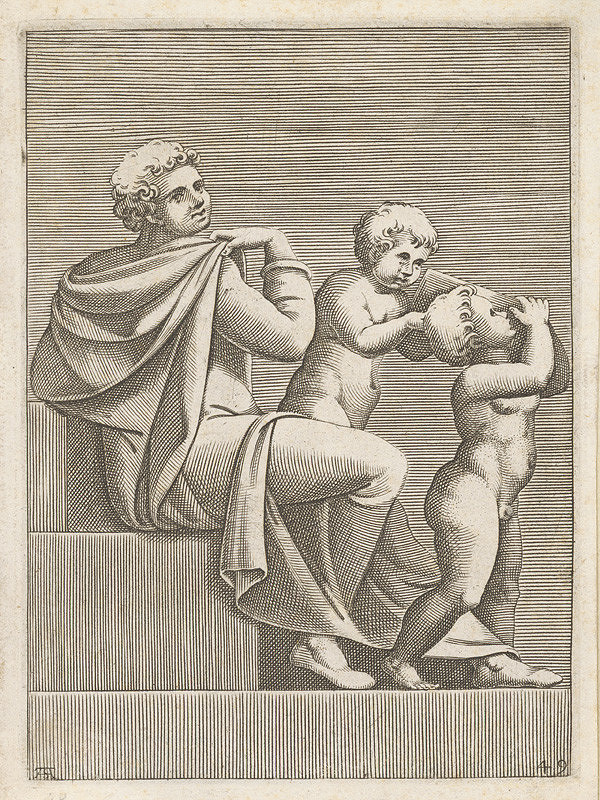 Adamo Scultori – Mladík s dvoma deťmi 