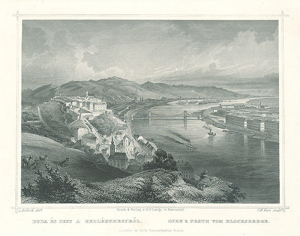 Georg Michael Kurz, Ludwig Rohbock – Budín a Pešť od Gellertu 