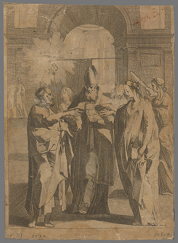 Západoeurópsky rytec zo 16. storočia – Zasnúbenie Panny Márie 
