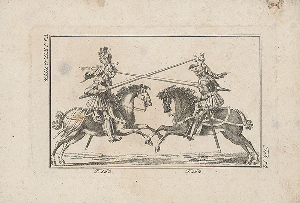 Západoeurópsky autor z 18. storočia – Rytiersky súboj drevcami na koňoch 