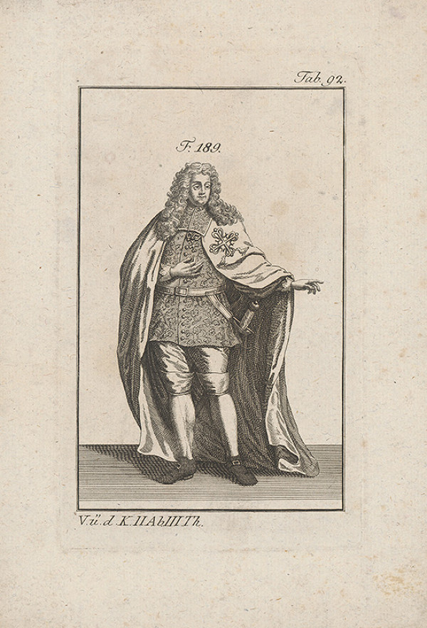 Západoeurópsky autor z 18. storočia – Šlachtic v brokátovom kabáte a plášti 