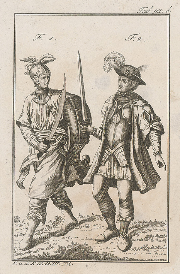 Západoeurópsky autor z 18. storočia – Dvojica rozlične ozbrojených rytierov 