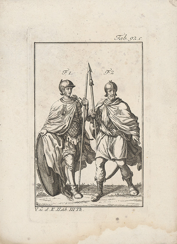 Západoeurópsky autor z 18. storočia – Dvojica rytierov -prvý s madonou,druhý s päťcípou hviezdou na plášti 