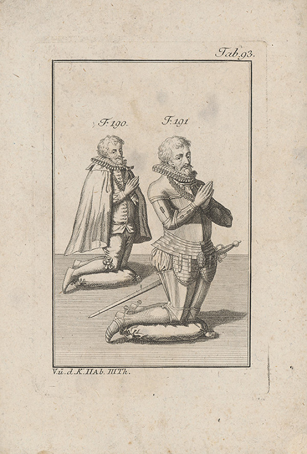 Západoeurópsky autor z 18. storočia – Dvaja kľačiaci rytieri v okruží 