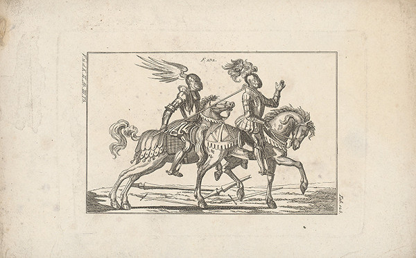 Západoeurópsky autor z 18. storočia – Turnajoví jazdci zápasiaci hákom 
