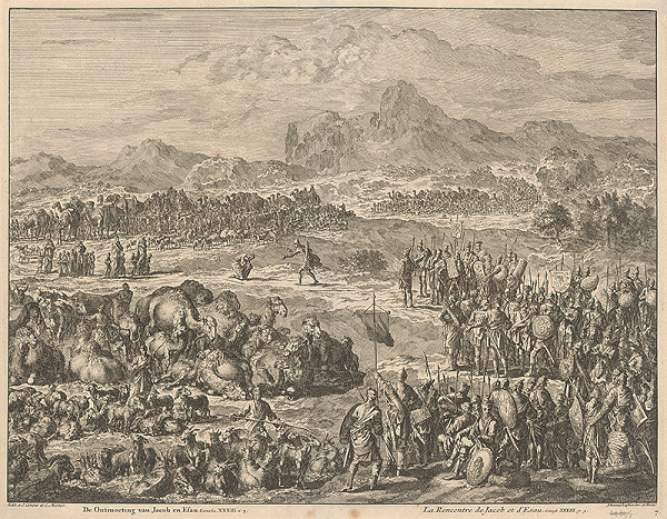 Jan Luyken – Stretnutie Jakuba a Esava.