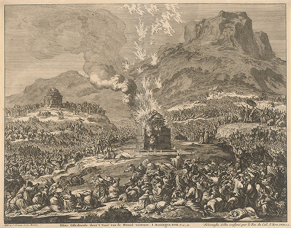 Jan Luyken – Eliášovú obeť prijíma nebeský  oheň 