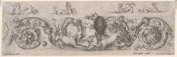 Stefano della Bella – Ornament s putti a psíkmi 