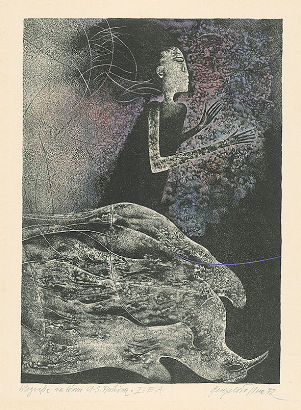 Viera Gergeľová – Litografia na tému A.S.Puškina 1.E.A. 