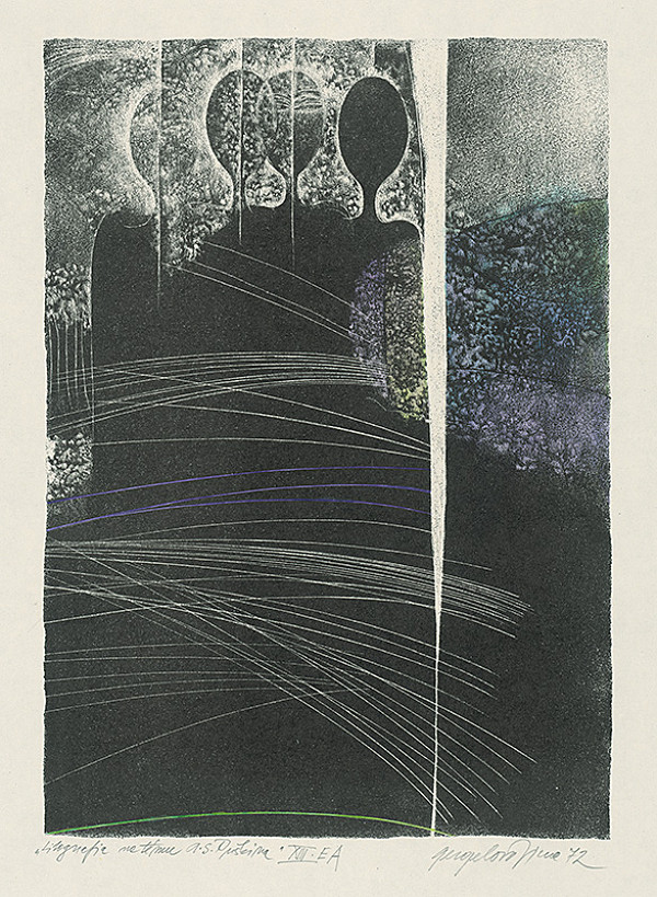 Viera Gergeľová – Litografia na tému A.S.Puškina 13. 