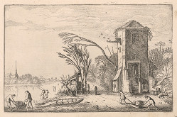 Jan van de Velde ml. – Zamrznutá rieka s korčuliarmi (12)  