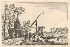 Jan van de Velde ml. – Zamrznutá rieka s korčuliarmi a sedliaci na hradskej (8)  