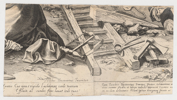 Marcus Sadeler, Jacopo Tintoretto – Fragment so zátiším tesárskych nástrojov