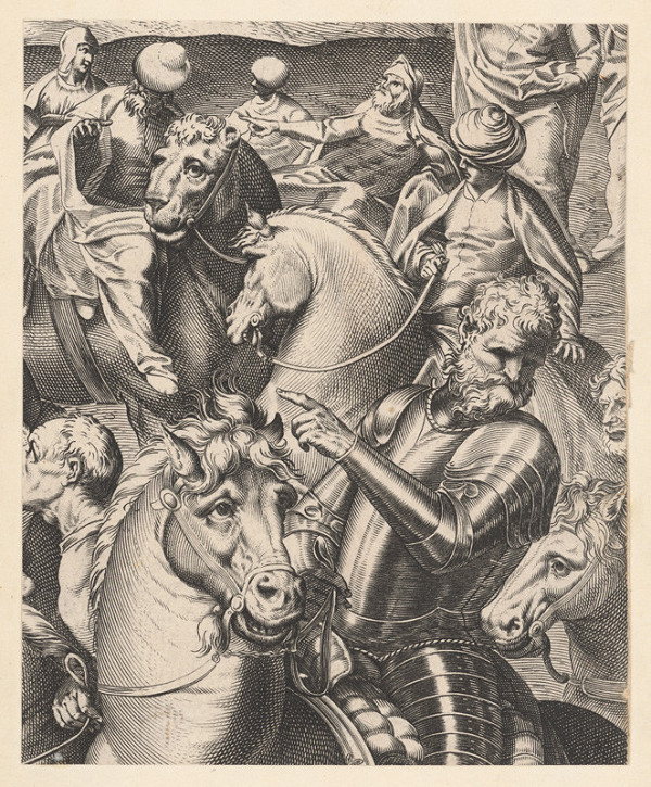 Marcus Sadeler, Jacopo Tintoretto – Fragment s jazdcom v brnení 