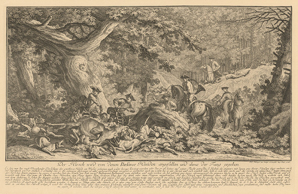 Johann Elias Ridinger – Ulovenie jeleňa 