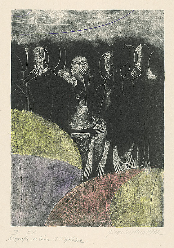Viera Gergeľová – Litografia na tému A.S.Puškina 3. 