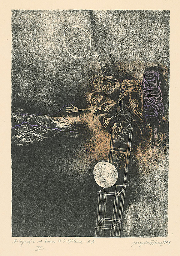 Viera Gergeľová – Litografia na tému A.S.Puškina 9. 
