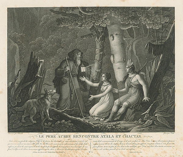 Charles Abraham Chasselat, J. Duthé – Mních Aubry stretáva Atalu a Chactasa 