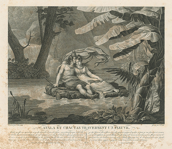 Charles Abraham Chasselat, J. Duthé – Atala a Chactas prechádzajú cez rieku 