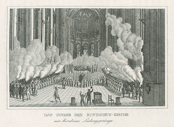 Nizozemský grafik z 19. storočia, Nemecký rytec z 19. storočia – Interiér kostola Sv.Eustacha s náhrobkom Mirabeaua