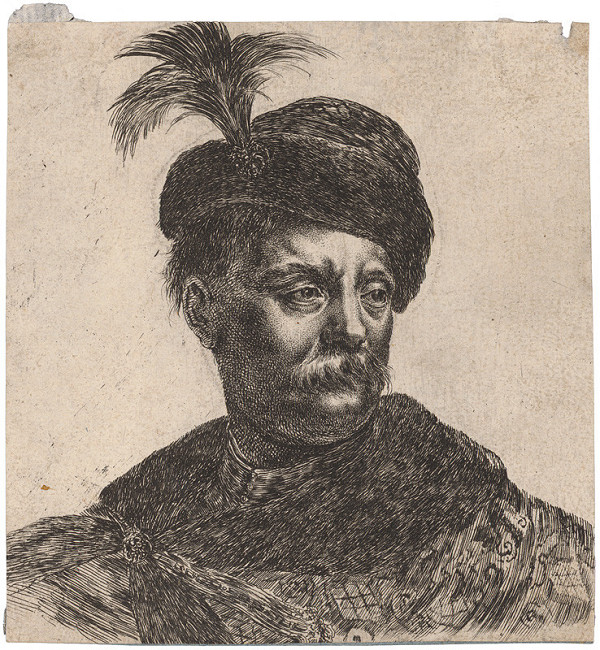 Stefano della Bella – Portrét muža v čiapke s ozdobou z račieho peria 