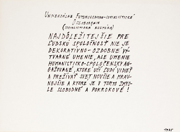 Július Koller – Univerzálne Futurologicko-socialistické Oslobodenie (socialistická kultúra) 