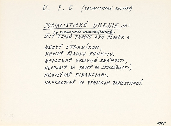 Július Koller – U.F.O. (SOCIALISTICKÁ KULTÚRA) 