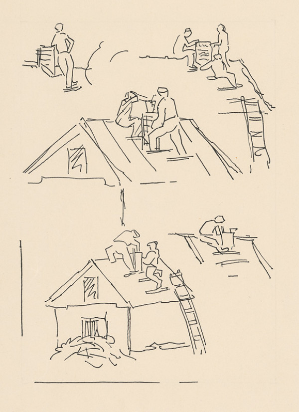 Ľudovít Fulla – Murovanie komína 