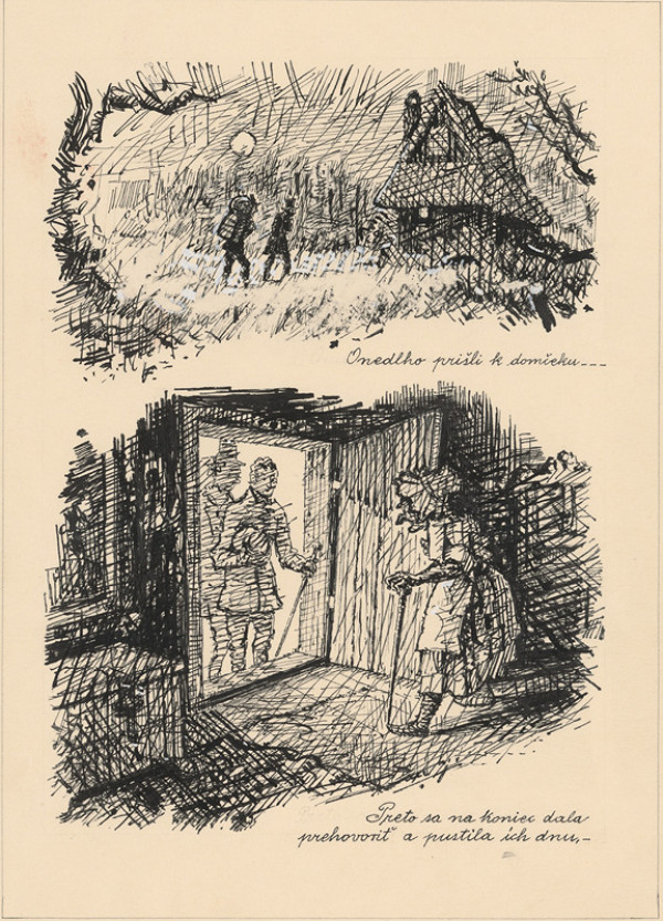 Ľudovít Fulla – 1. Onedlho prišli k domčeku.   2. Dala sa prehovoriť..... 