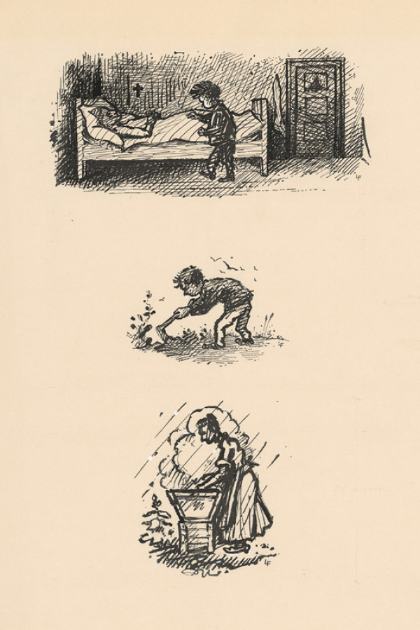 Ľudovít Fulla – 1. Chlapček pri smrteľnej posteli 