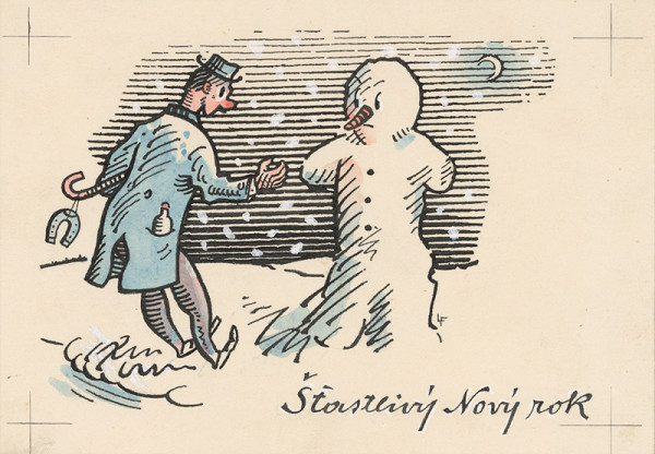 Ľudovít Fulla – Opilec so snehuliakom 