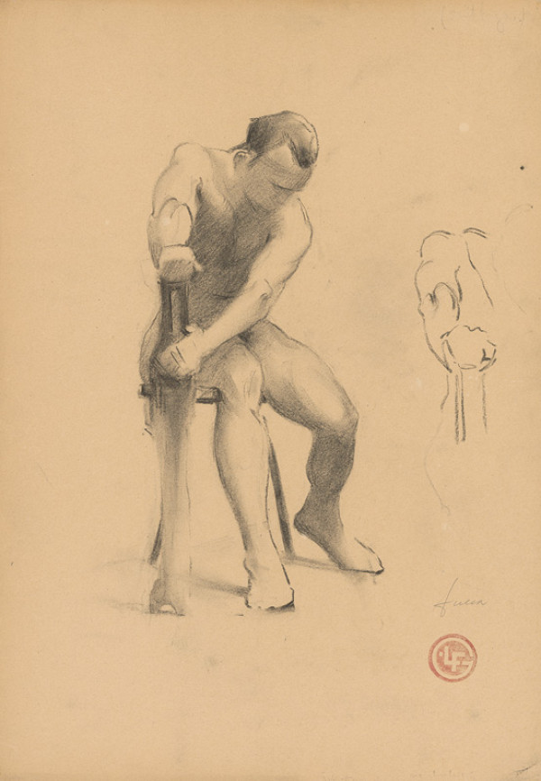 Ľudovít Fulla – Štúdia sediaceho mužského aktu v pohybe 