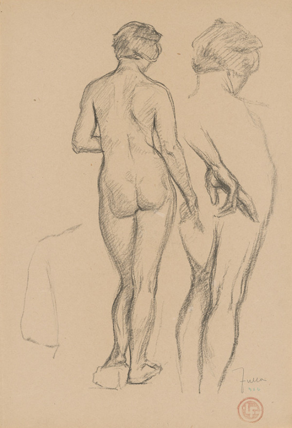 Ľudovít Fulla – Štúdia stojaceho ženského aktu a niekoľkých detailov tela - od chrbta 