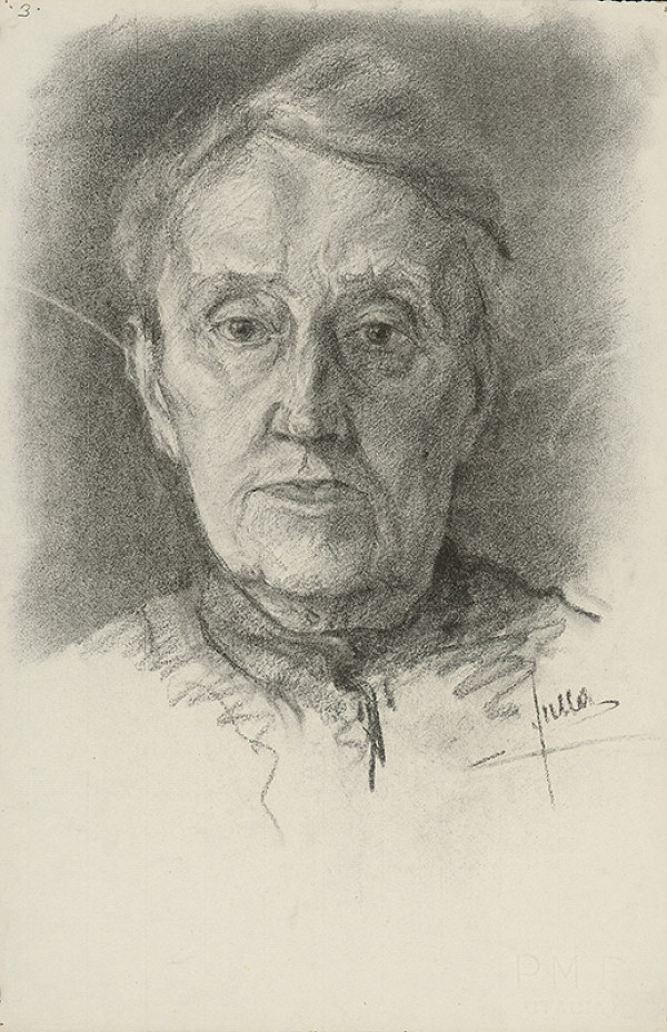 Ľudovít Fulla – Štúdia hlavy staršej ženy - spredu 