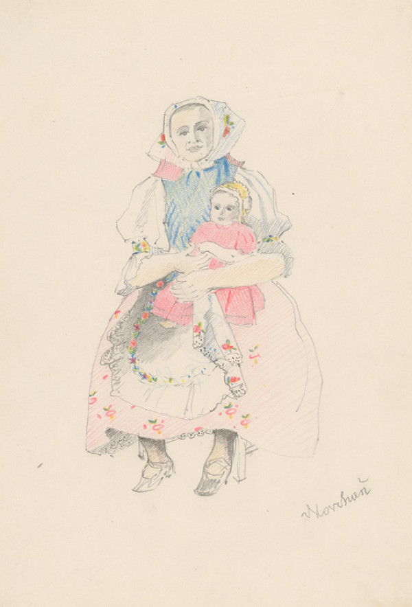 Ľudovít Fulla – Sediaca matka s dieťaťom 