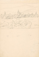 Jaroslav Augusta – Štúdia krajiny s dedinou v pozadí 