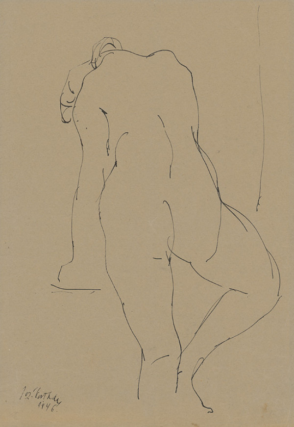 Jozef Kostka – Štúdia ženského aktu zozadu 