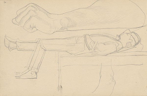 Ladislav Mednyánszky – Náčrt ruky a ležiacej mužskej figúry   