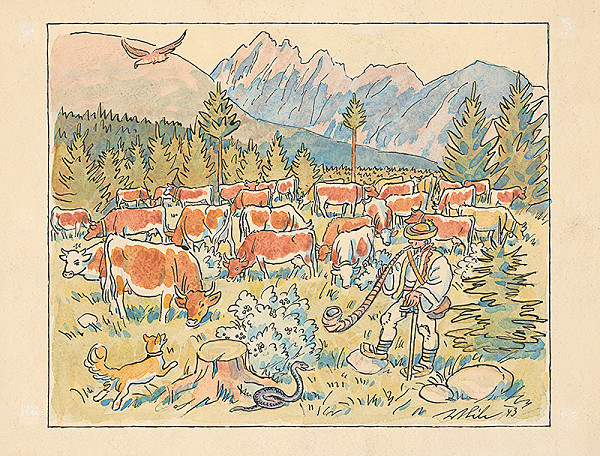 Jan Hála – Pastier so stádom kráv 