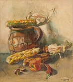 Artúr Szalatnai-Slatinský – Zátišie s kukuricou a paprikou 